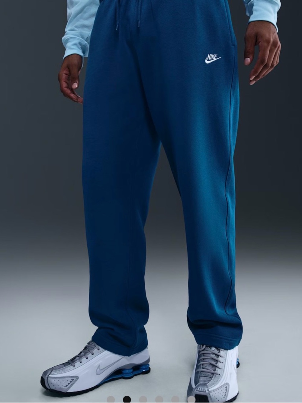Nike Men's Blue Open-Hem Fleece Pants